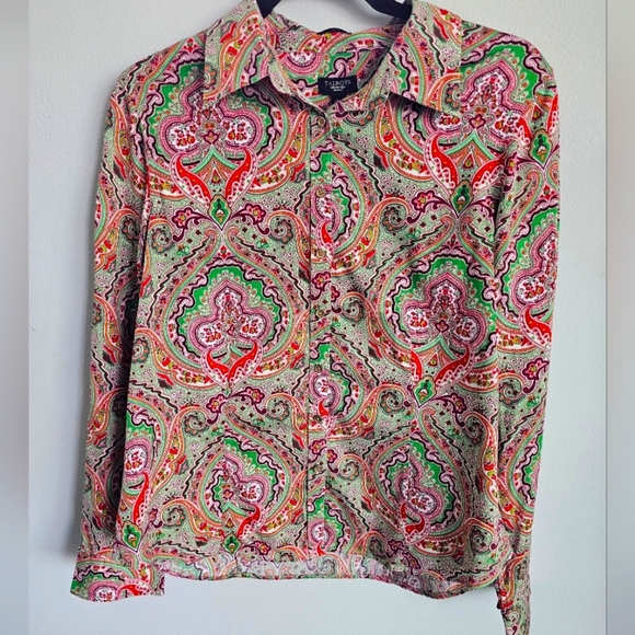 Talbots Women's Button Down Paisley Print Oxford sz 14P - Picture 6 of 6